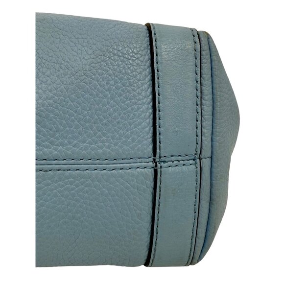 Michael Kors Blue Pebbled Leather Shoulder Bag With Chain Straps & MK Logo Charm - Picture 13 of 16